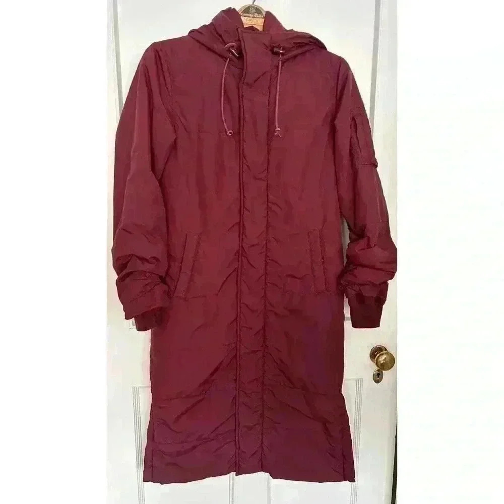 Women’s Alpha Industries Long Burgundy  Coat Size XS